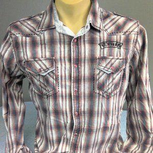 Vintage Truth Soul Armor Western Shirt Pearl Snap Check XL